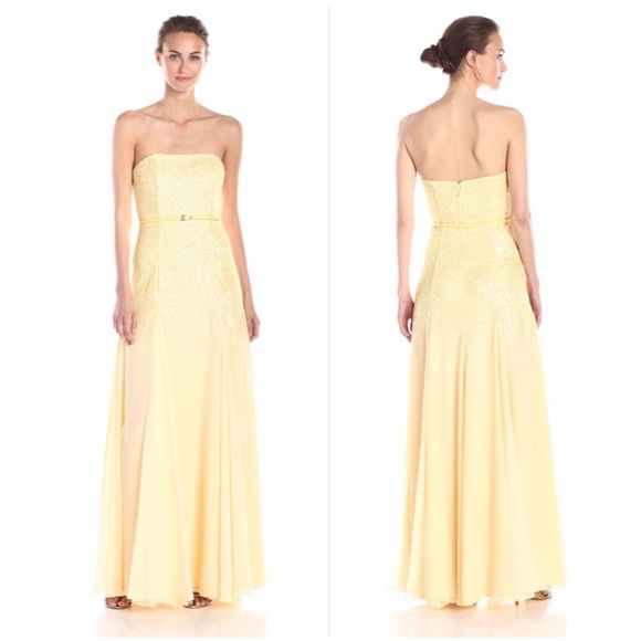 Halston Heritage chiffon sequin strapless gown - Picture 3 of 15